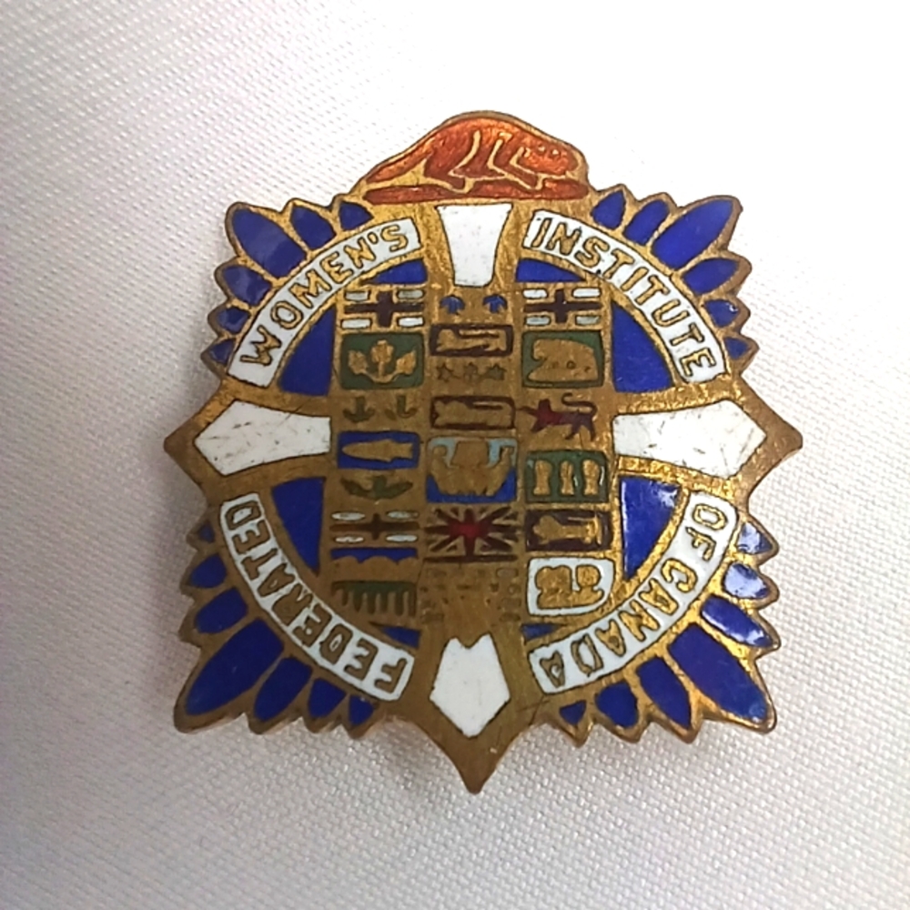 Vintage 40s Ryrie-Birks Federated Women's Institute of Canada Enamel on Gold Pin